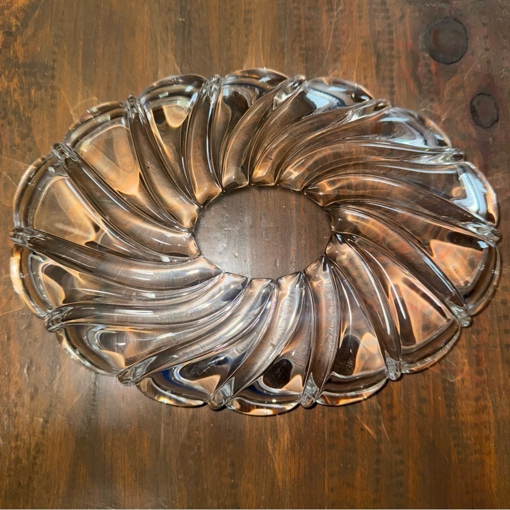 9 1/4" Mikasa Peppermint Swirl Dish ~ Oval Candy Trinket Sweet Meat Clear Tray - Picture 5 of 9